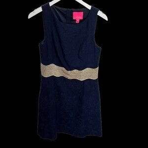 Lilly Pulitzer NWT Siarra Stretch Dress True Navy Caliente Pucker Jacquard - Siz